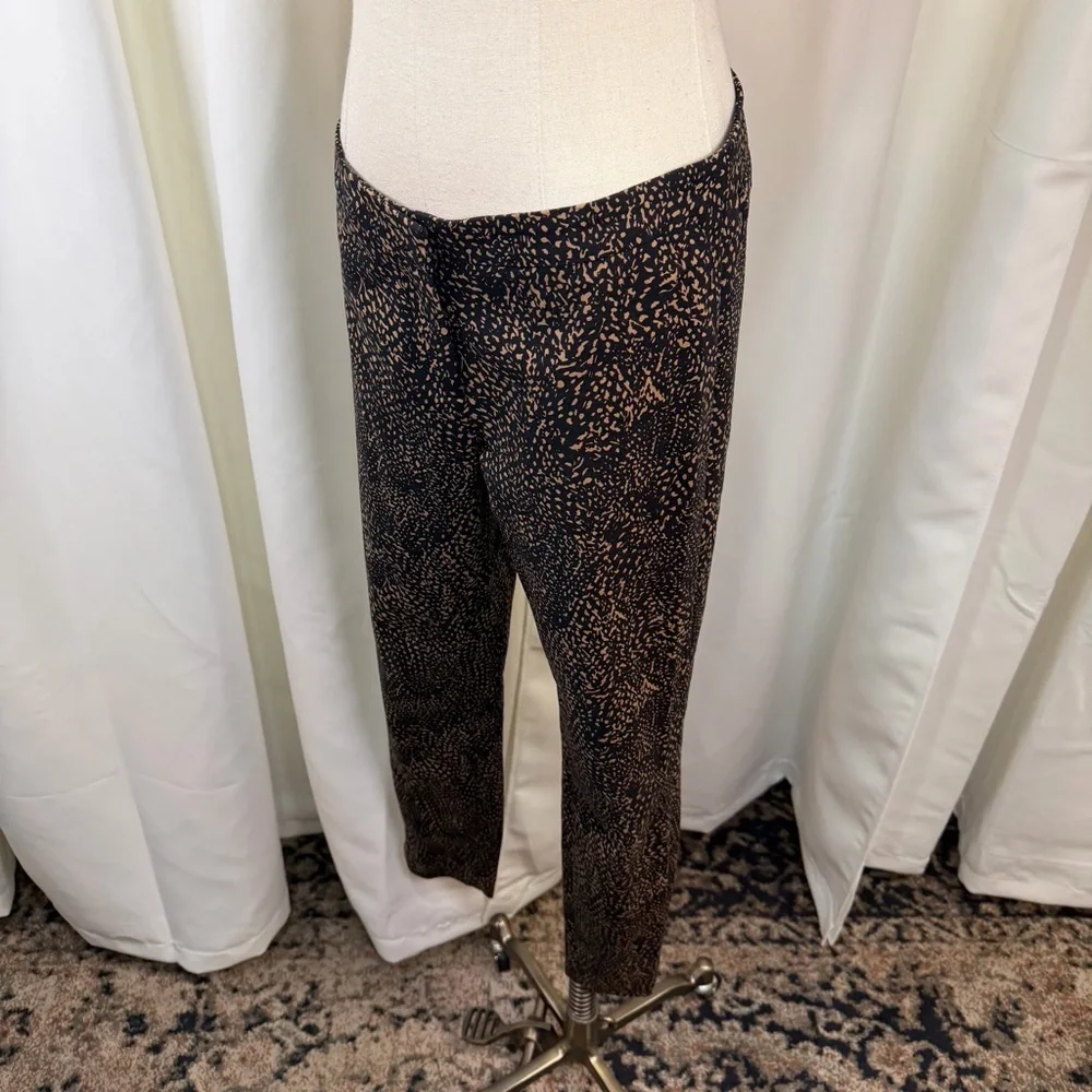 Etcetera Tan & Black Abstract Speckled Print Slim Leg Zip Hem Trousers Size 0 - Picture 5 of 14
